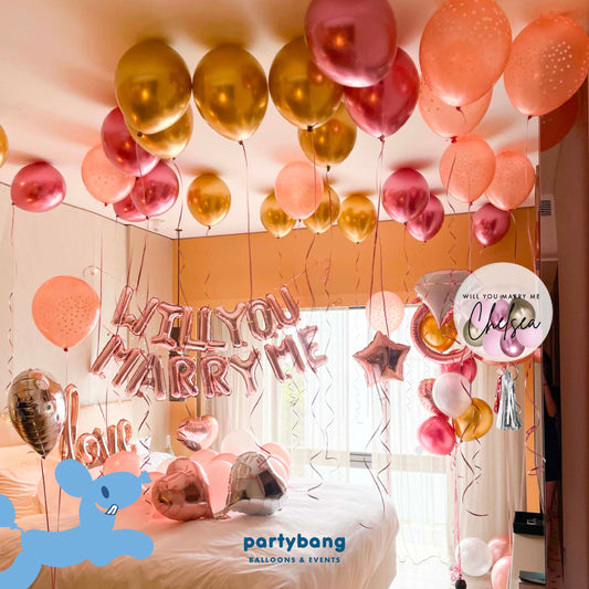 [Helium Inflated] Proposal Balloons Hotel Room Staycation Package B