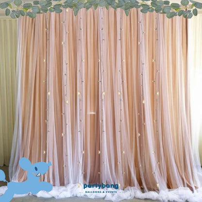 Curtain Double Layer Tutu Backdrop with Lights Set B [4 Days Rental]