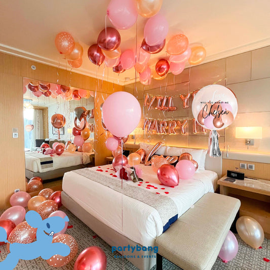 [Helium Inflated] Proposal Balloons Hotel Room Staycation Package C