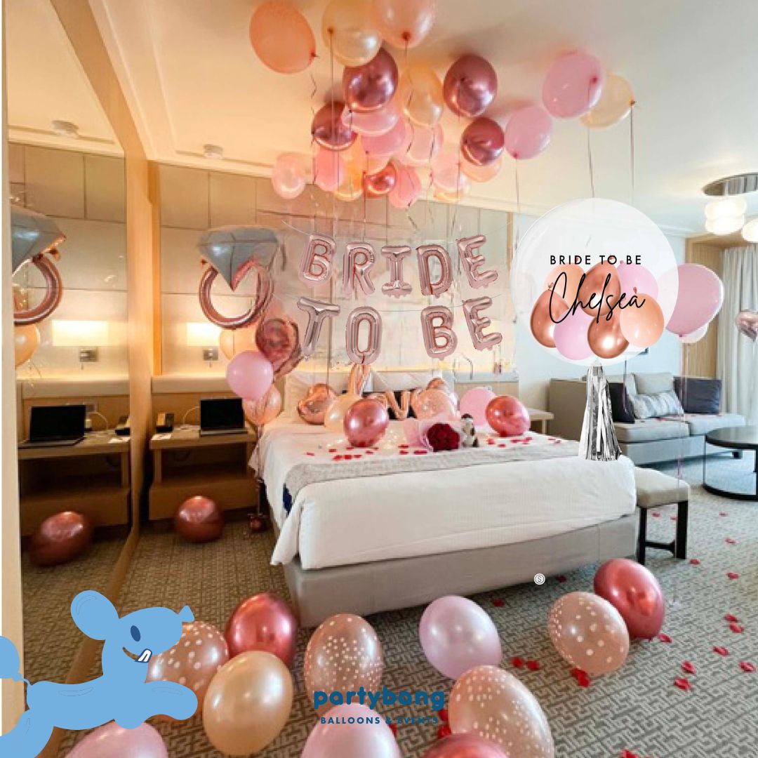 [Helium Inflated] Bridal Shower Bride to Be Bachelorette Hens Party Room Hotel Package D