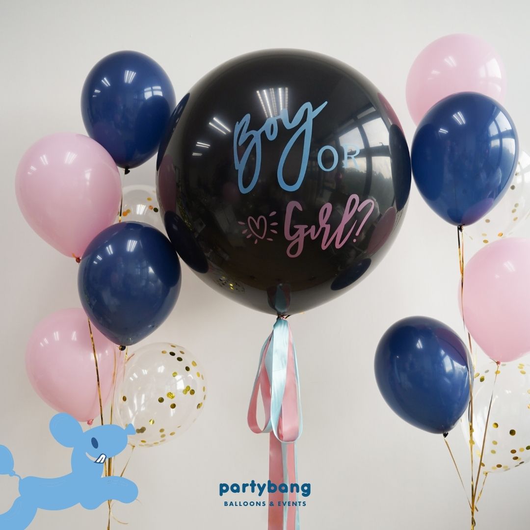 [Helium Inflated] 36” Jumbo Popping Gender Reveal Balloon Set D