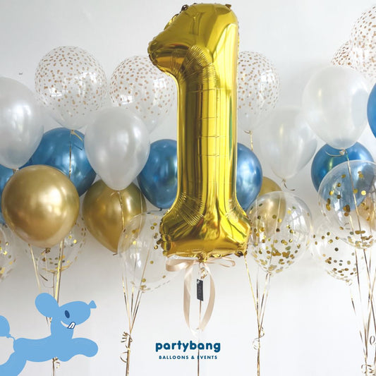 [Helium Inflated] Birthday Balloons 40" Number Jumbo Set D (17pcs)