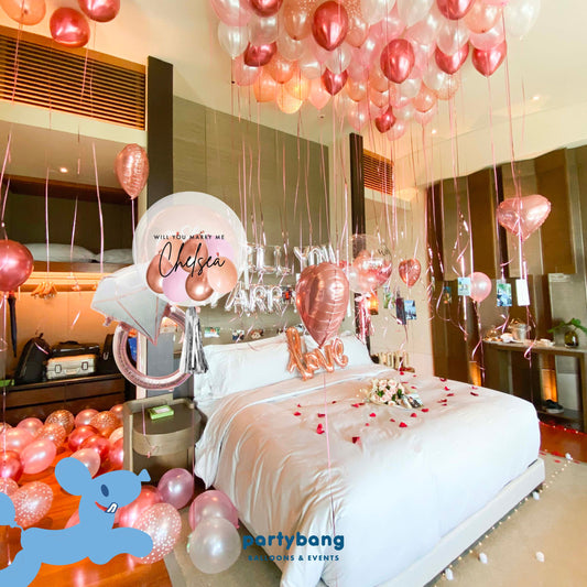 [Helium Inflated] Proposal Balloons Hotel Room Staycation Package D
