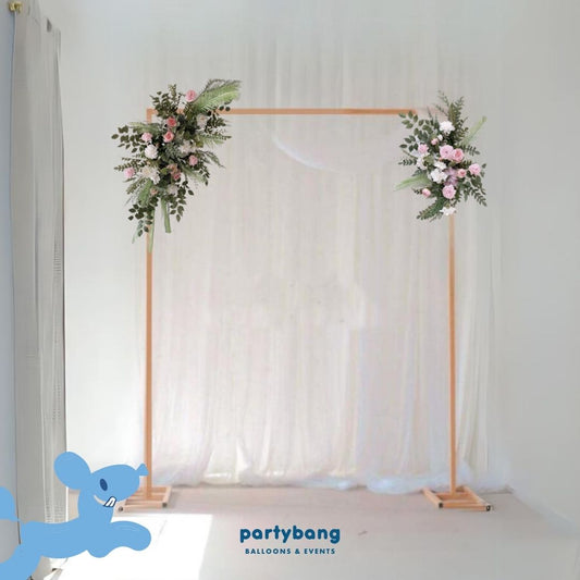 Curtain Double Layer Tutu Backdrop with Flower Set D [4 Days Rental]