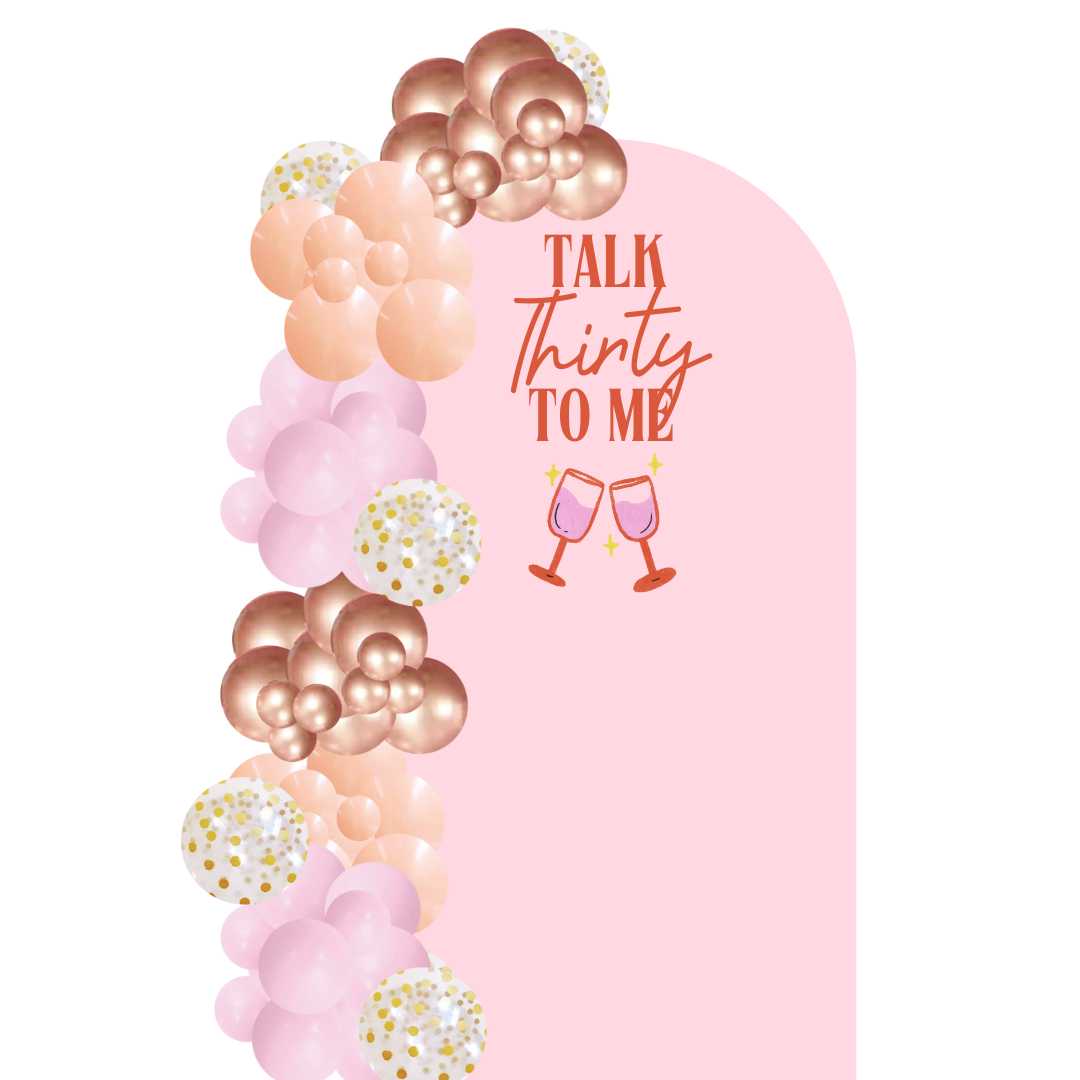 Custom Theme Foam Backdrop Set-up with Balloon Garland Supreme (One Board) Talk Thirty to Me