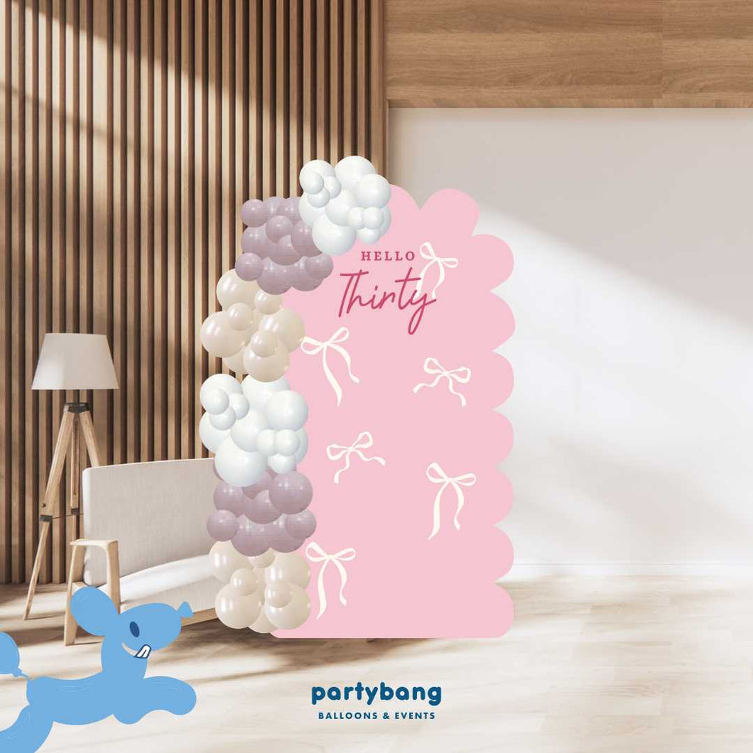 Custom Theme Foam Backdrop Set-up with Balloon Garland Supreme (One Board) Thirty