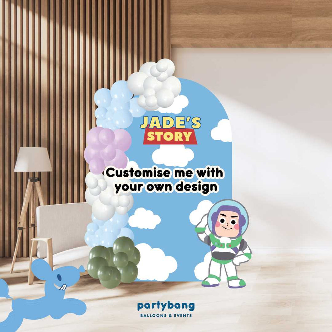 Custom Theme Foam Backdrop Set-up with Balloon Garland Superb A (One Board with Standee)