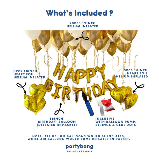 [Helium Inflated] Birthday Balloons Hotel Room Staycation Package A