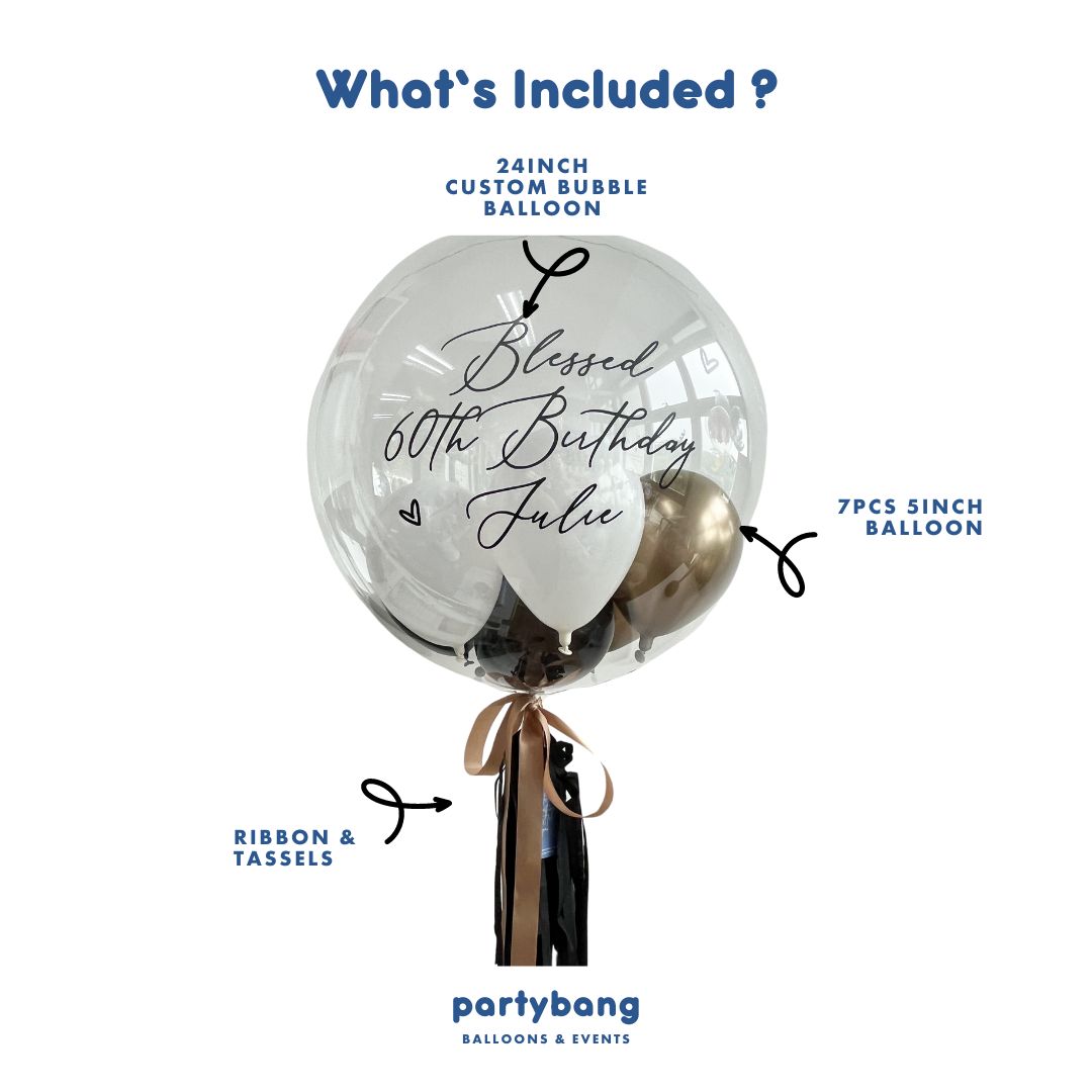 [Helium Inflated] 24inch Custom Bubble Balloon Baby Shower Full Month 100 Days Set A