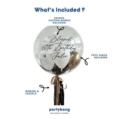 [Helium Inflated] 24inch Custom Bubble Balloon Baby Shower Full Month 100 Days Set A