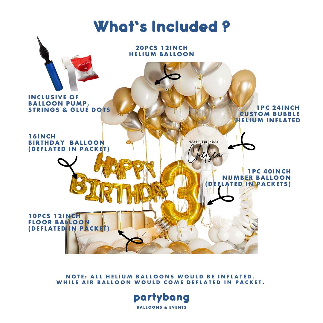 [Helium Inflated] Birthday Balloons Hotel Room Staycation Package B
