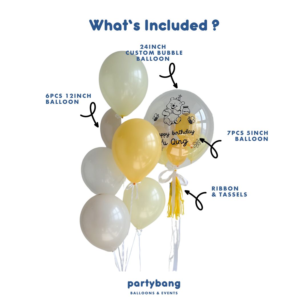 [Helium Inflated] 24inch Custom Bubble Balloon Birthday Set B
