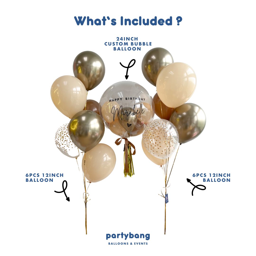 [Helium Inflated] 24inch Custom Bubble Balloon Birthday Set C
