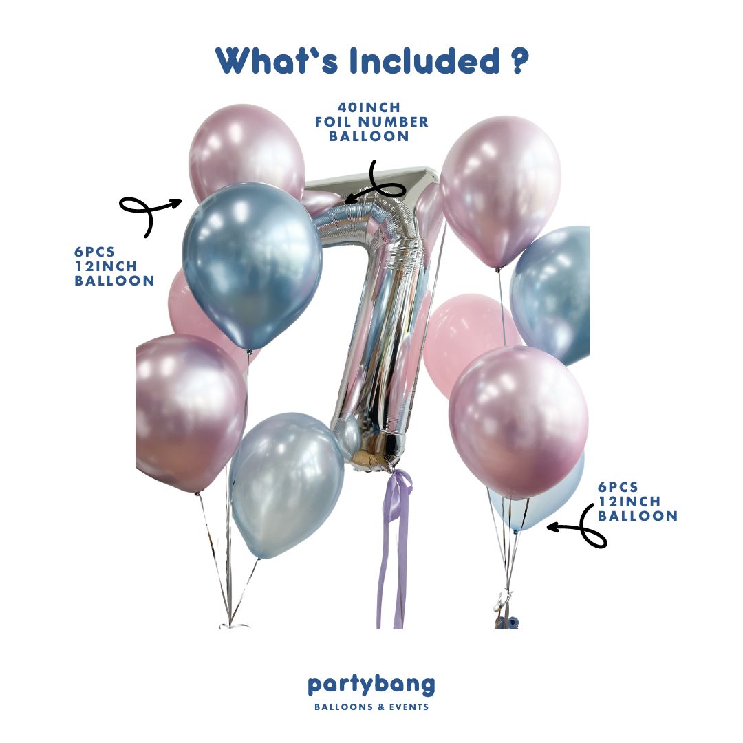 [Helium Inflated] Birthday Balloons 40" Number Jumbo Set C (13pcs)
