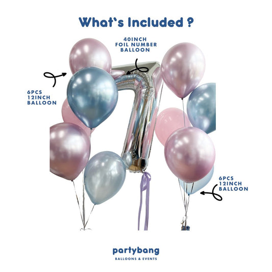 [Helium Inflated] Birthday Balloons 40" Number Jumbo Set C (13pcs)