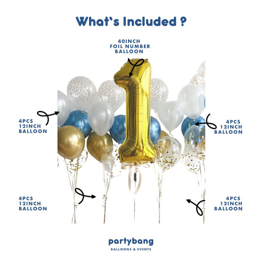 [Helium Inflated] Birthday Balloons 40" Number Jumbo Set D (17pcs)