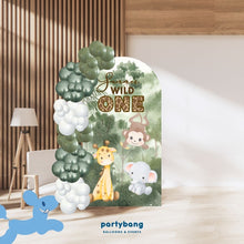 Load image into Gallery viewer, Custom Theme Foam Backdrop Set-up with Balloon Garland Supreme (One Board) Wild One Safari Backdrop
