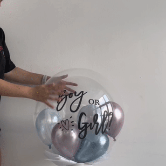 [Helium Inflated] 24" Custom Clear Gender Reveal Fly Balloon Box