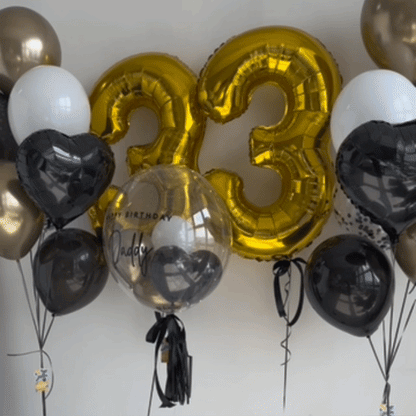 [Helium Inflated] 24inch Custom Bubble Balloon Birthday Set D (2 Numbers)