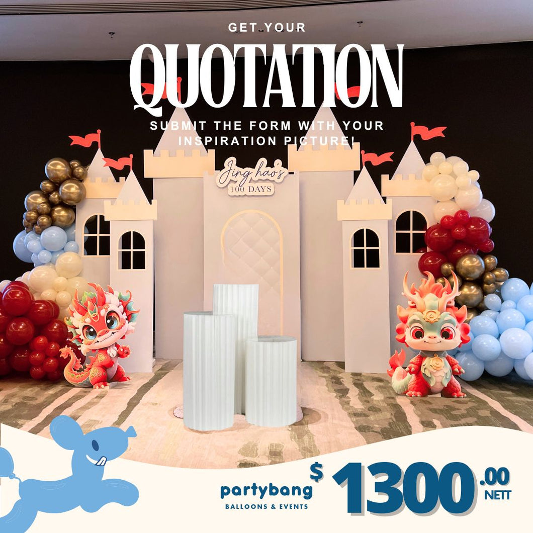 [Enquiry Form] Dragon Castle Theme Foam Backdrop Set-up with Balloon Garland Premium