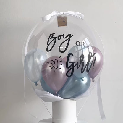 [Helium Inflated] 24" Bubble Balloon Fly Gender Reveal Surprise Set B