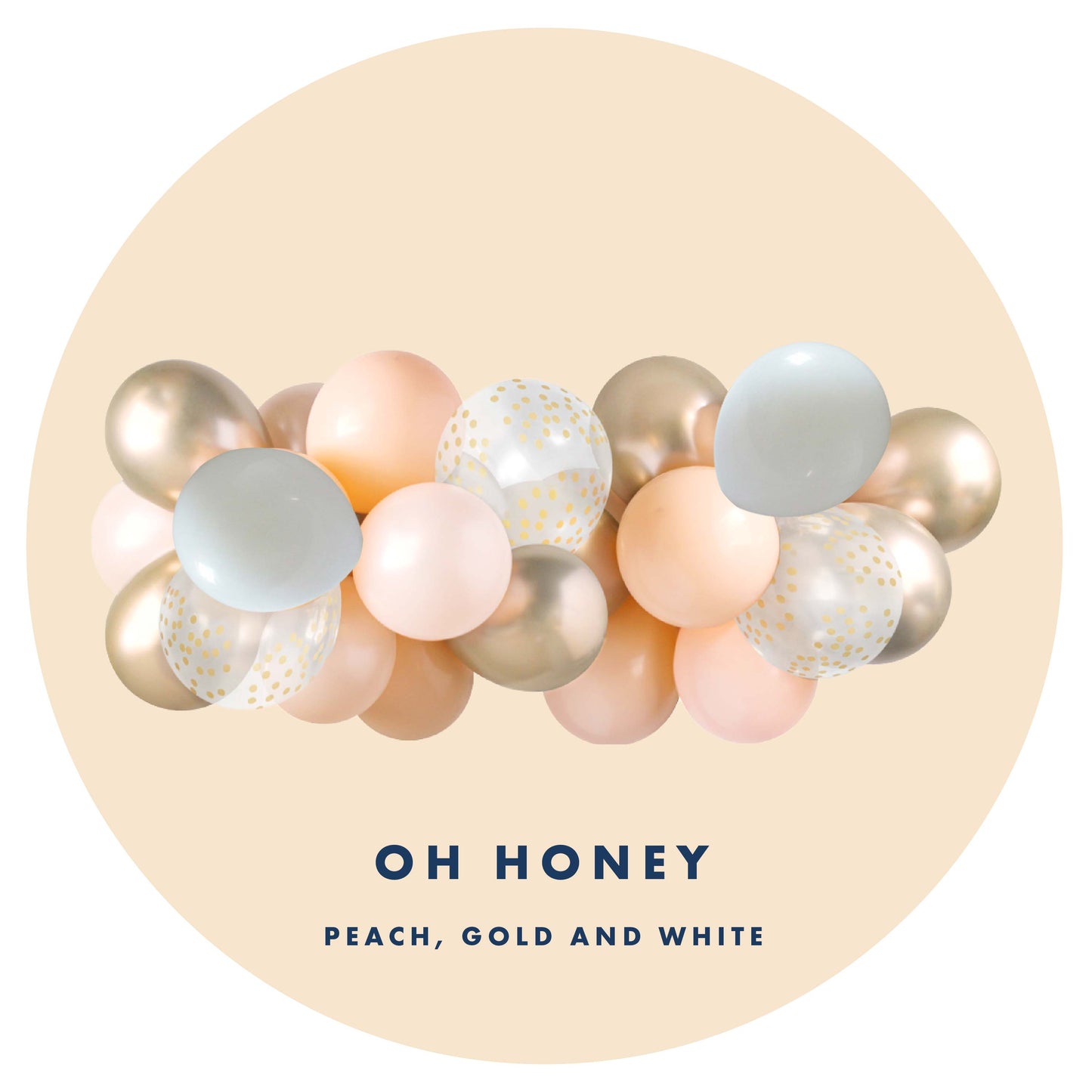 Balloon Garland Oh Honey   - Peach, Gold and White
