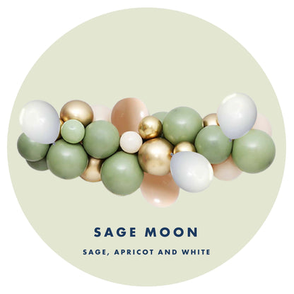 Balloon Garland Sage Moon- Sage, Apricot and White