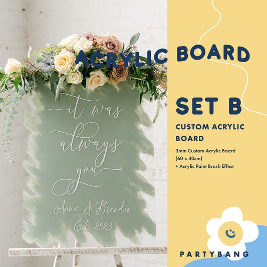 3mm Thick Customised Clear Brush Paint Acrylic Board Set B