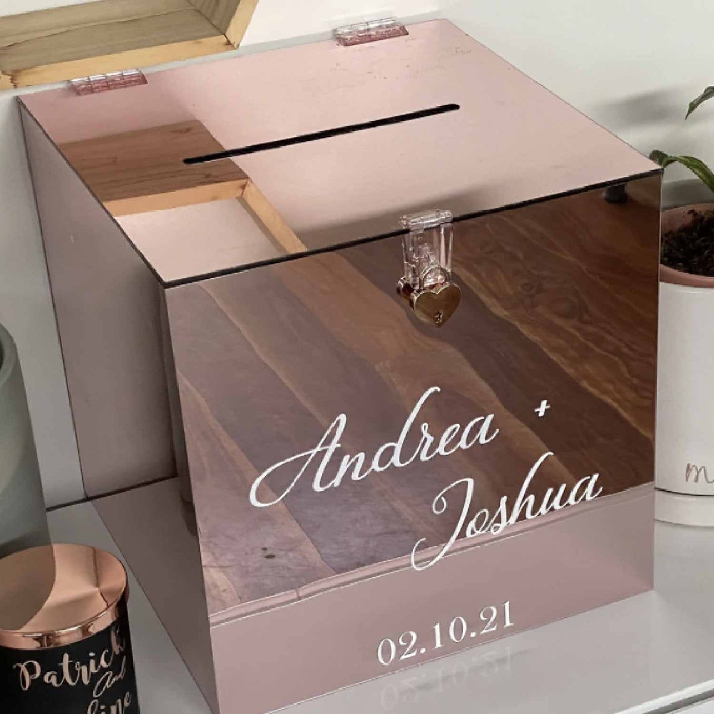 4 Days Rental Wishing Money Mirror Acrylic Angpao Box (Rose Gold)