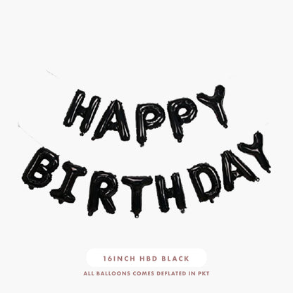 16inch Happy Birthday Foil Balloons (Black)