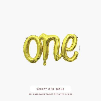 Script "One" Foil Balloons (Gold)